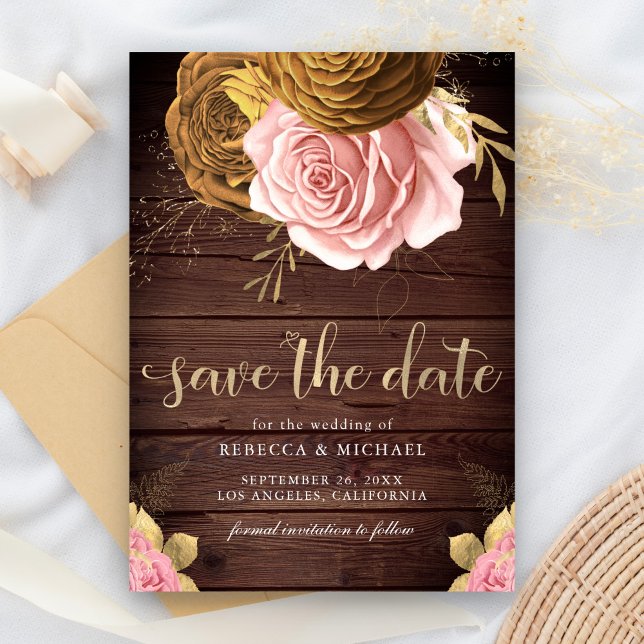 Reserve A Data Casamento de Madeira Plástica Terrestre Rosa Rosa  (Criador carregado)