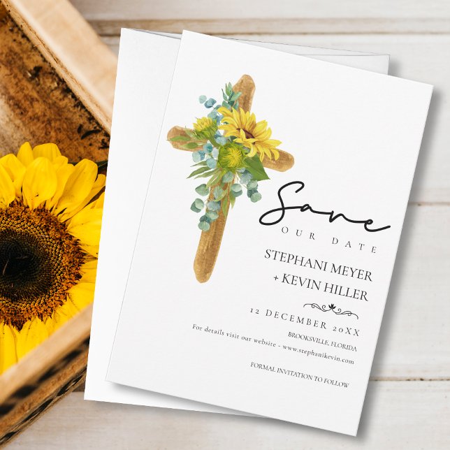 Reserve A Data Casamento de Madeira Rústica Chic Boho Sunflower C (Criador carregado)