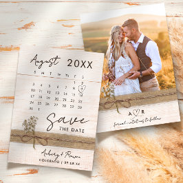 Reserve A Data Casamento de Madeira Rústica com Calendário Elegan