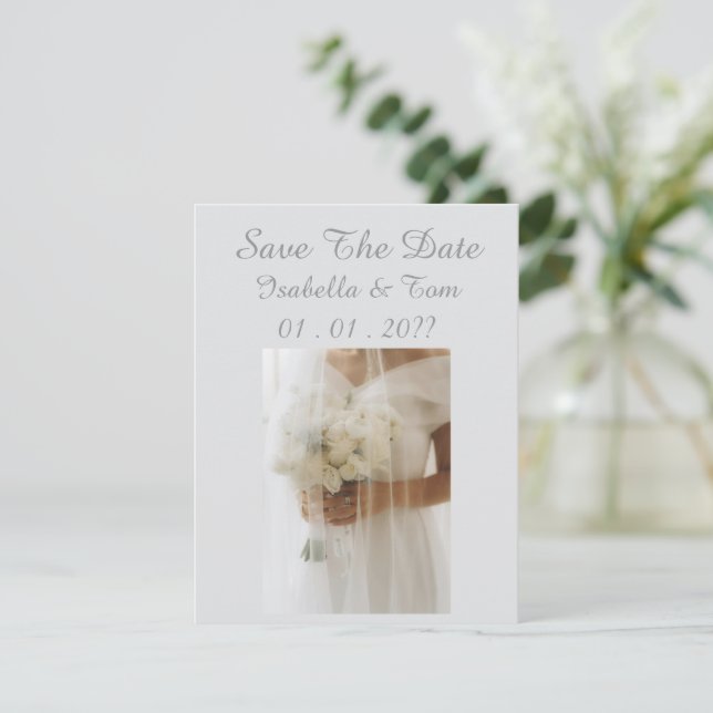 Reserve A Data Casamento de Marfim Suave com Noiva Moderna Românt (Em pé/Frente)