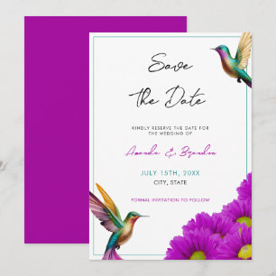 Reserve A Data Casamento de Margaridas Roxas Coloridas