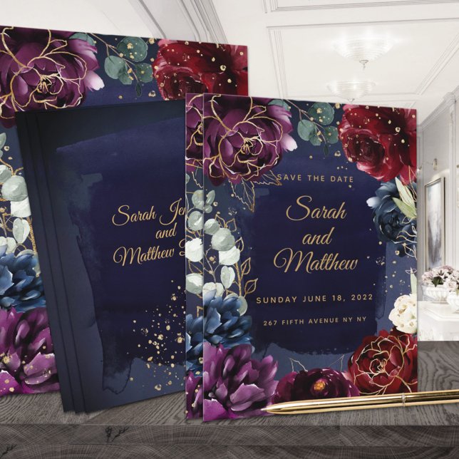 Reserve A Data Casamento De Marinho Burgundy Salve A Data (Criador carregado)