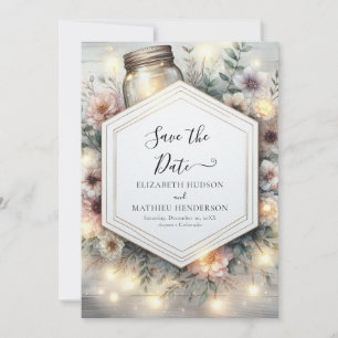 Reserve A Data Casamento de Mason Jar do Campo Editável