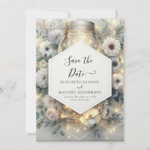 Reserve A Data Casamento de Mason Jar Flores Editáveis