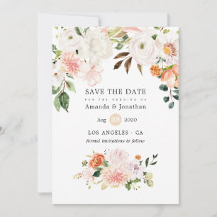 Reserve A Data Casamento de Mola Floral de Pastel Watercolor