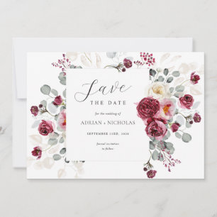 Reserve A Data Casamento de Moldura Floral Blush & Burgundy