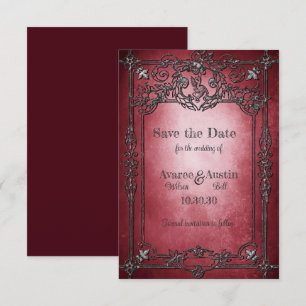 Reserve A Data Casamento de Moldura Prata Burgundy Escuro no Esti