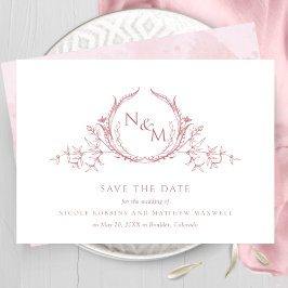 Reserve A Data Casamento de Monograma com Rosa de Dusty Elegante