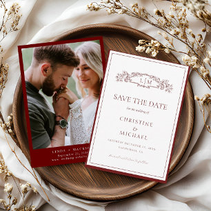 Reserve A Data Casamento de monograma da crista botânica da Borgo