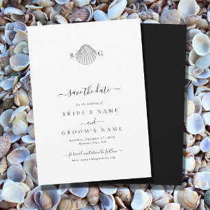 Reserve A Data Casamento de Monograma de Clam Seashell Minimalist