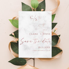 Reserve A Data Casamento de Monograma Dourado com Efeito Marble E