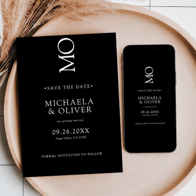 Reserve A Data Casamento de Monograma Elegante Minimalista (Criador carregado)