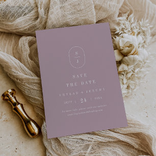 Reserve A Data Casamento de Monograma Geométrico Lilac Elegante S