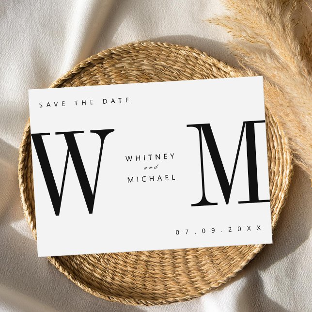 Reserve A Data Casamento de Monograma Minimalista Moderno (Criador carregado)