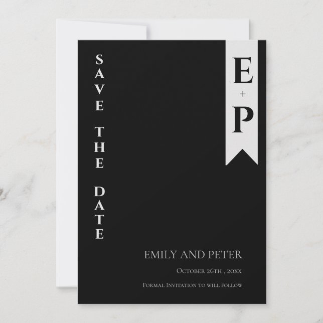 Reserve A Data Casamento de Monograma Moderno e Contemporâneo (Frente)