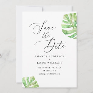 Reserve A Data Casamento de monstera tropical com coloração aquos