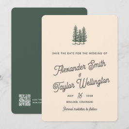 Reserve A Data Casamento de Montanha com Código QR das Árvores Re