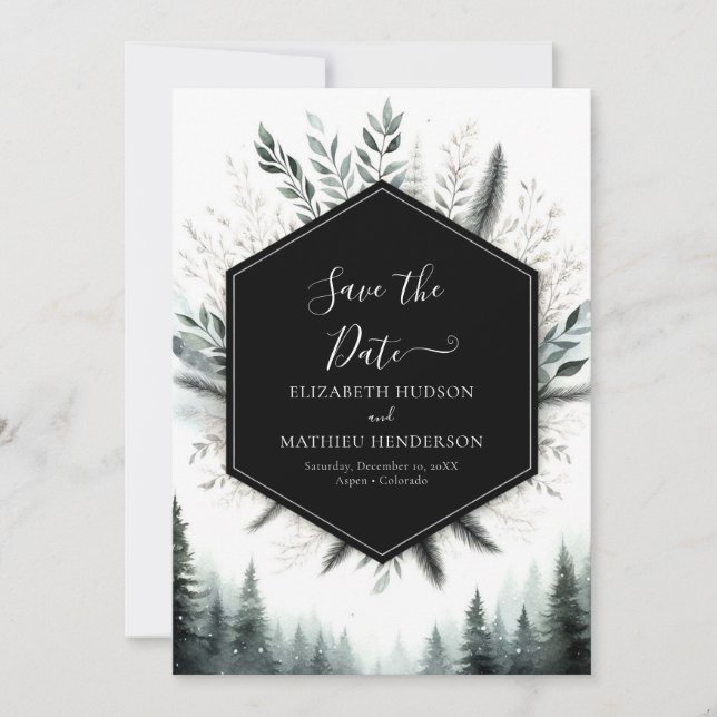Reserve A Data Casamento de Montanha Minimalista Chic (Frente)