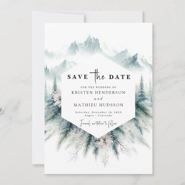 Reserve A Data Casamento de Montanha Russa Editável (Frente)