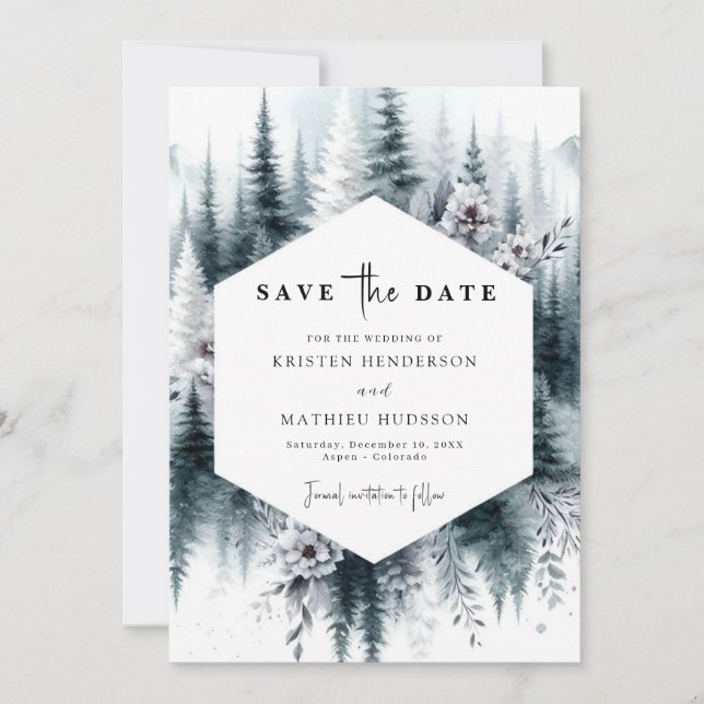 Reserve A Data Casamento de Montanha Simples Minimalista (Frente)