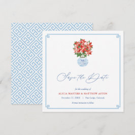 Reserve A Data Casamento de Natal Chic Red Poinsettia Chinoiserie