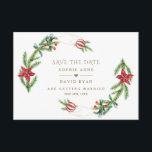 Reserve A Data Casamento de Natal do Pine de Natal Cones Cones<br><div class="desc">Design elegante e único com galhos de pinheiro de cor d'água,  bagas,  bolas de Natal,  arranjo de mãos douradas como uma coroa de férias de inverno sobre fundo branco. Use a ferramenta Personalizar para adicionar suas informações. Para mais ideias,  visite minha Coleção de Feriados de Mãos Douradas.</div>