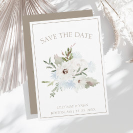 Reserve A Data Casamento de Natal do Winter White Floral e do Tau