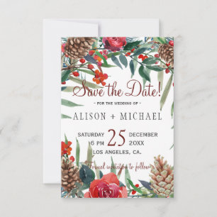Reserve A Data Casamento de Natal Floral Rustic Pine Cones Winter