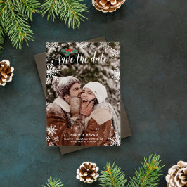 Reserve A Data Casamento de Natal Red Holly Snowflakes