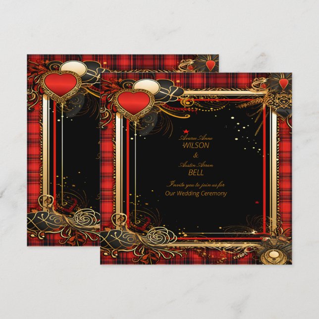 Reserve A Data Casamento de Natal Vermelho Preto e Dourado (Frente/Verso)