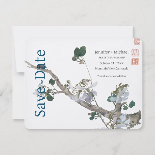 Reserve A Data Casamento de Noiva Caligrafia Floral Aquarela (Frente)