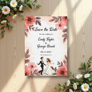 Reserve A Data Casamento de Noiva Floral de Chic Watercolor