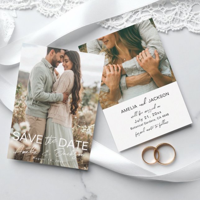 Reserve A Data Casamento de Noivado Foto Save the Date Moderno (Criador carregado)