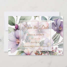 Reserve A Data Casamento de ouro floral com Aquarela