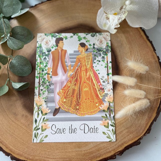 Reserve A Data Casamento de Ouro paquistanês indiano Salva a Data (Criador carregado)