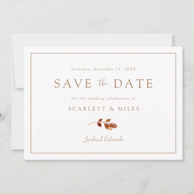 Reserve A Data Casamento de Outono (Frente)