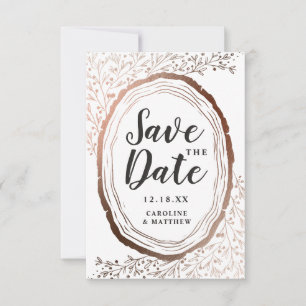 Reserve A Data Casamento de Outono com Folha de Cobre em Fatia de