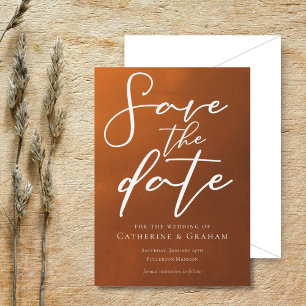 Reserve A Data Casamento de outono da Tipografia Laranja Rustic B