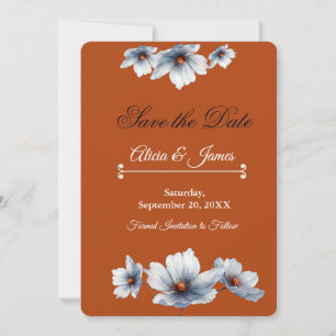 Reserve A Data Casamento de outono de Terracotta Blue Floral Chic