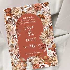 Reserve A Data Casamento de Outono Floral Boho em Terracota 