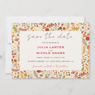 Reserve A Data Casamento de Outono Floral Rústico Seco Boêmio