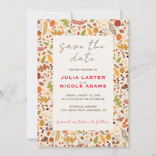 Reserve A Data Casamento de Outono Floral Rústico Seco Boêmio