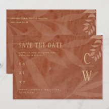 Casamento de Outono Moderno Terracota Folhas Doura