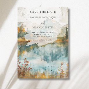 Reserve A Data Casamento de Outono Vintage no Lago da Montanha