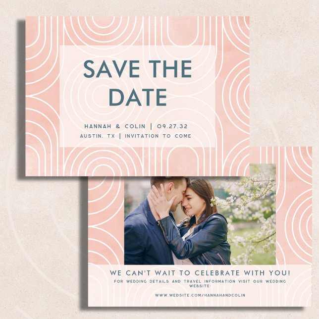 Reserve A Data Casamento de Ovals e Círculos Chic Peach (Criador carregado)