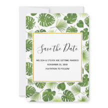 Casamento de Padrão de Folhas Tropicais na moda Ve