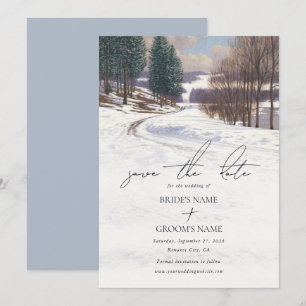 Reserve A Data Casamento de Paisagem de Inverno de Aquarela