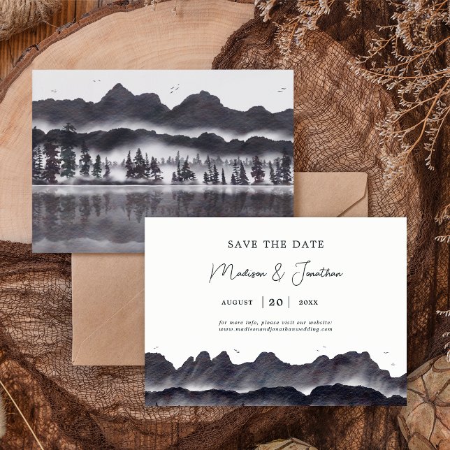Reserve A Data Casamento de Paisagem de Woodsy Mountain (Front/Back)