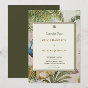 Reserve A Data Casamento de Palm Tropical de Pavão Verde Oleícola