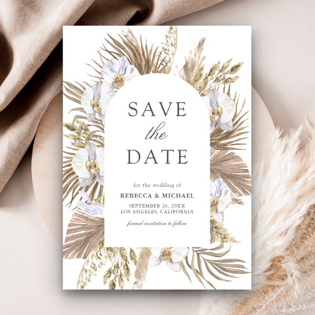 Reserve A Data Casamento de Palma Seca Orquídea Branca Pampas Boh (Criador carregado)